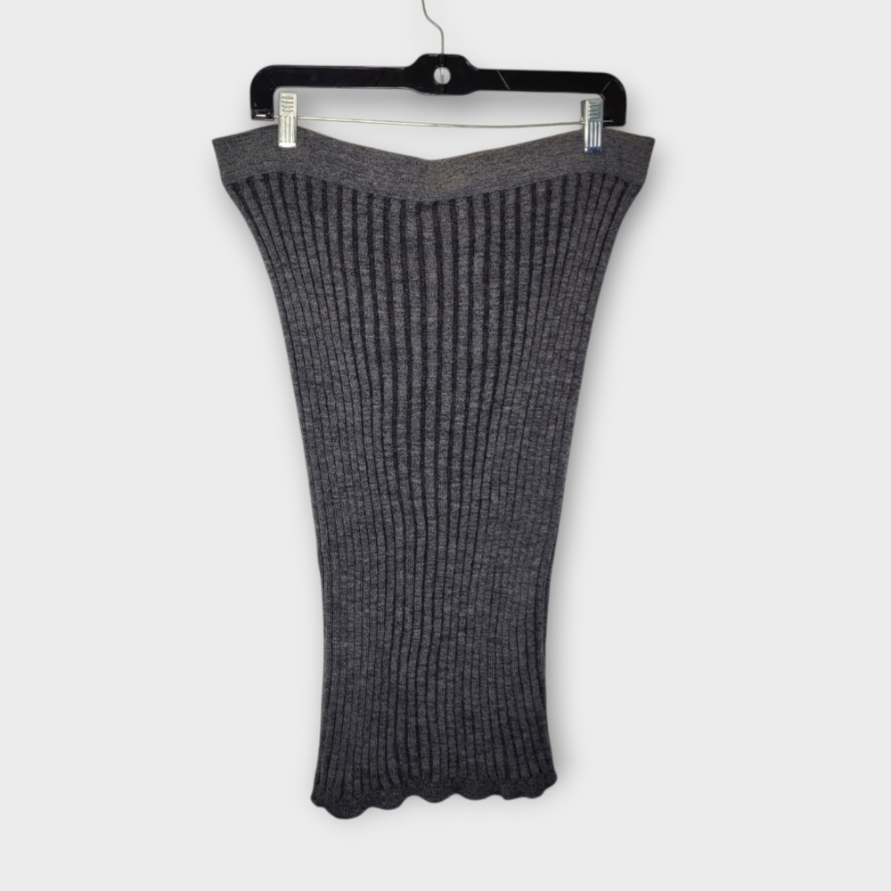 Peruvian Connection Baby Alpaca Ribbed Sweater Skirt XL Charcoal Gray